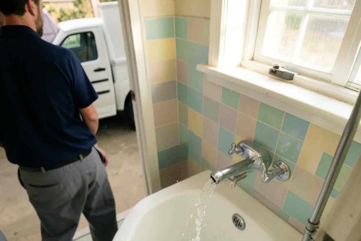 Bathtub faucet sputtering water and air after the main has been turned back on