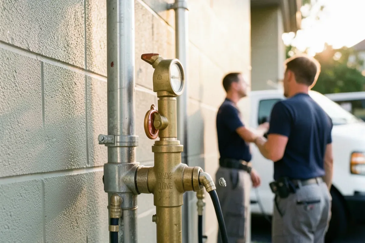 Reduced pressure backflow assembly with test cocks on a commercial water riser