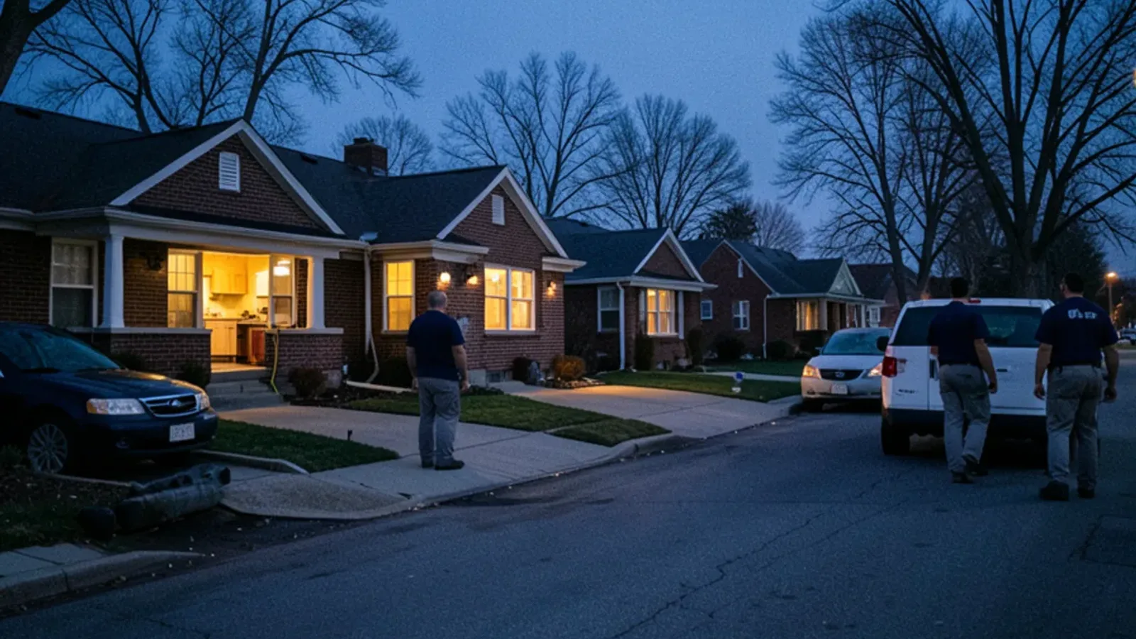 Quiet southeast Michigan residential street at dusk